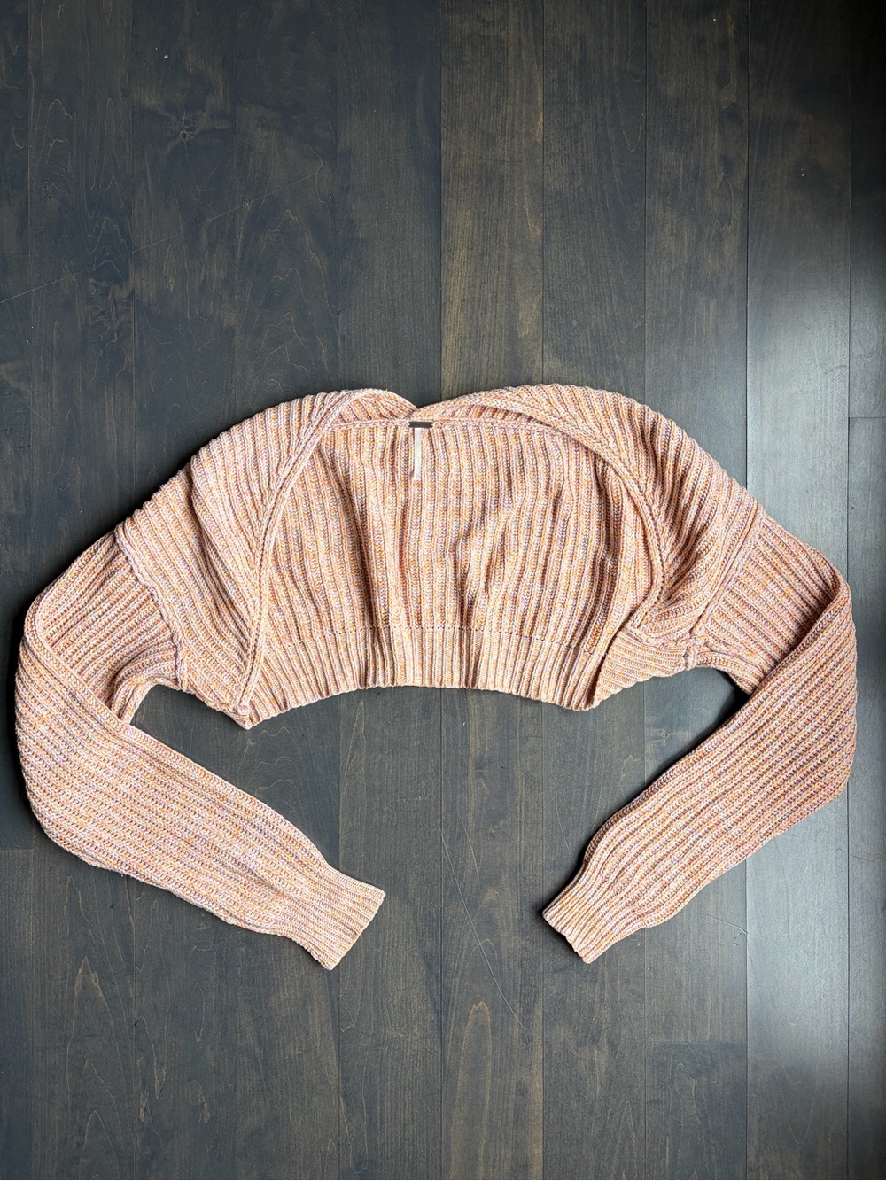 Free People Cropped Knit Bolero Sweater - Peach Multi Size Small